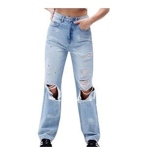 Light Blue Distressed '90s Boyfriend Jeans